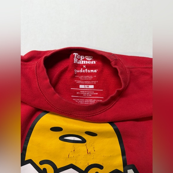 Nissin Top Ramen Noodles x Gudetama Men’s Small Red Crewneck Sweatshirt - Picture 3 of 6